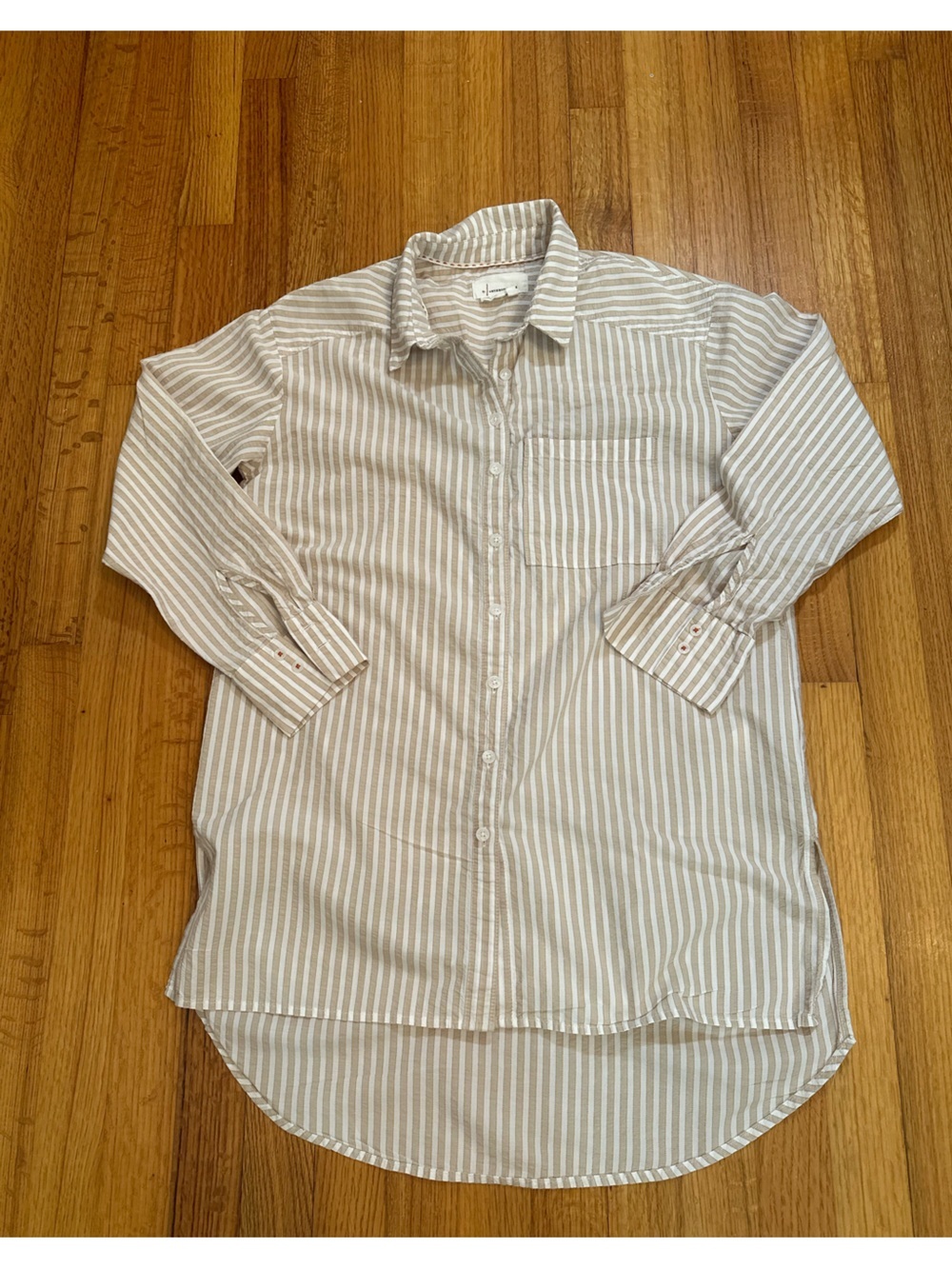 Anthropologie Striped Button Down  White Shirt XS (c6)